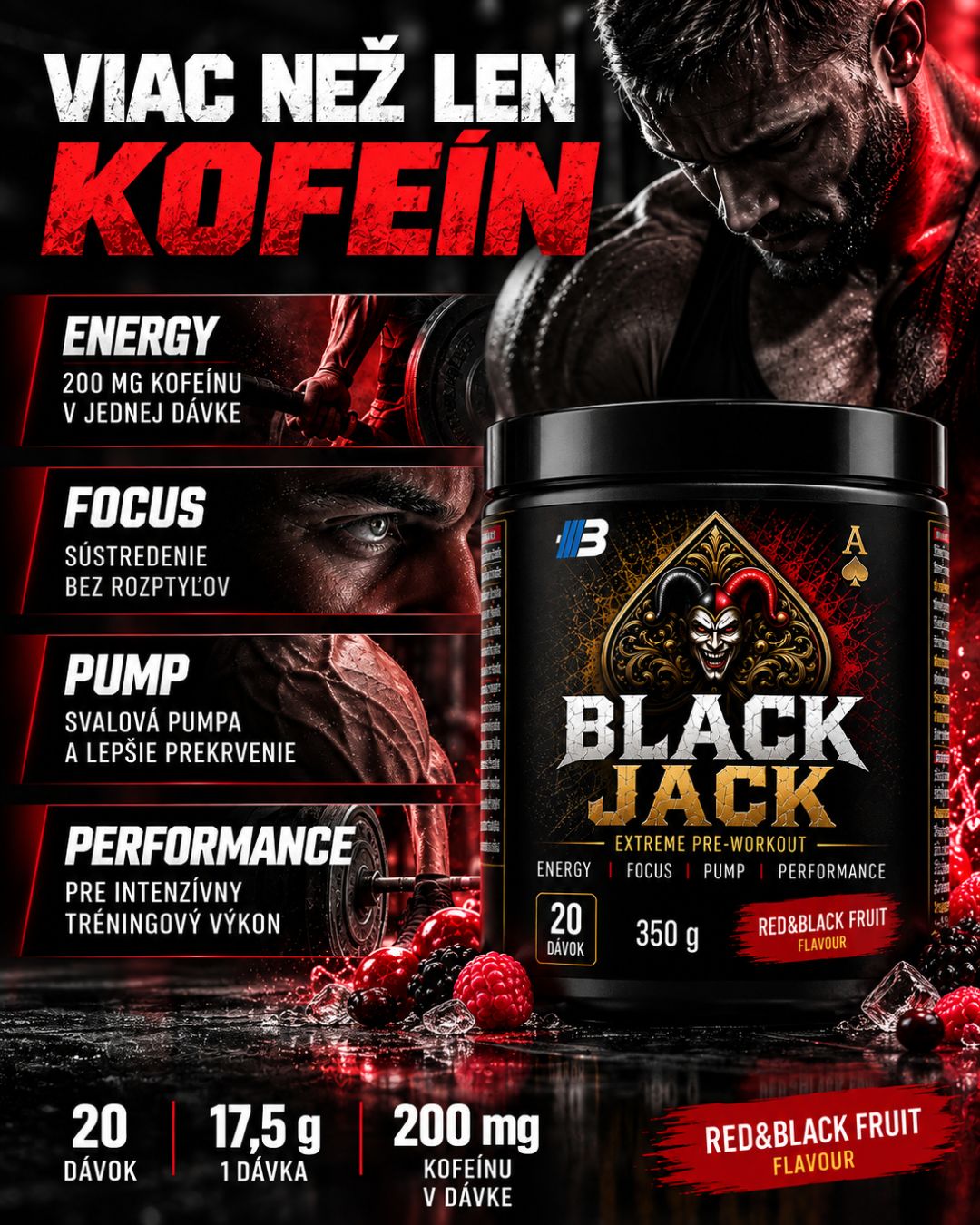Black Jack – predtréningový stimulant | 350 g – Obrázok 3