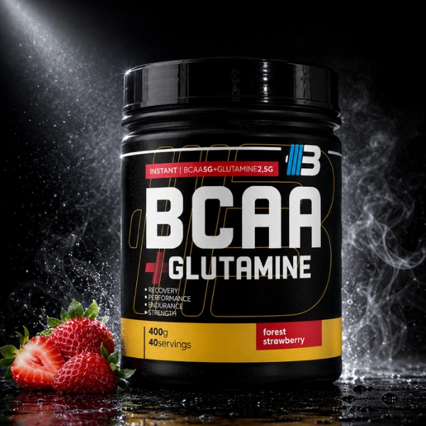 BCAA + GLUTAMÍN 2:1:1 400g – LESNÁ JAHODA