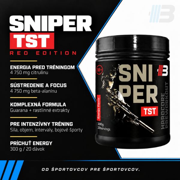 SNIPER TST – Pre-workout pre energiu a sústredenie | 300 g – Obrázok 3