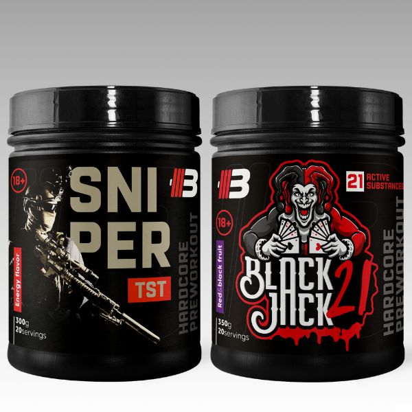 Sniper TST 300g + Black Jack 350g – Preworkout set pre výkon a energiu | Body Nutrition