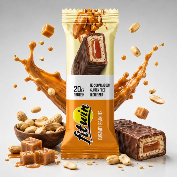 Karamel a Arašidy Proteinová tyčinka s náplňou 60g príchuť od Fit Win