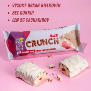 Proteinová tyčinky CRUNCH BAR 50g príchuť: Liči s jahodou a s polevou bielej čokolády  od Fit Win