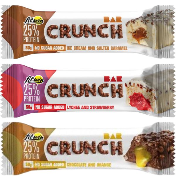 Proteinová tyčinky CRUNCH BAR 50g príchuť: Liči s jahodou a s polevou bielej čokolády  od Fit Win – Obrázok 2