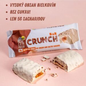 Proteinová tyčinky CRUNCH BAR 50g príchuť: Slano karamelová zmrzlina s polevou bielej čokolády  od Fit Win