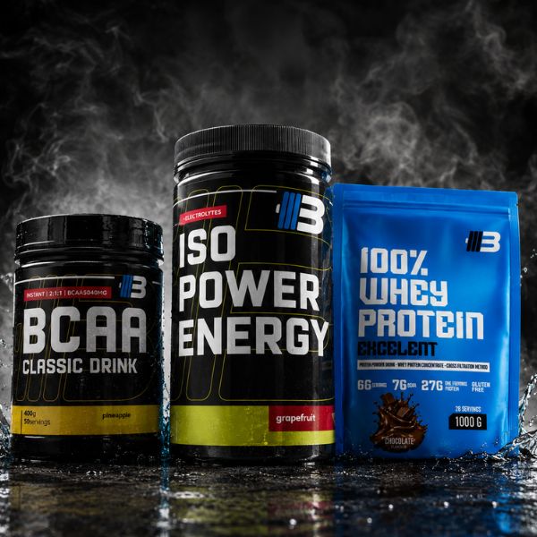 CYKLO START: JARNÝ ZÁKLAD Iso power energy 960g + Excelent 100%Whey protein 1kg + BCAA classic 400g od BODY NUTRITION