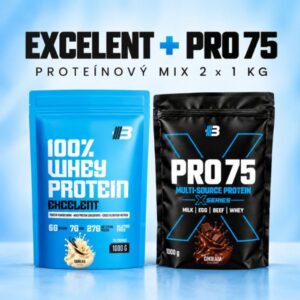 EXCELENT 100% WHEY + PRO 75 – proteínový MIX 2 × 1 kg