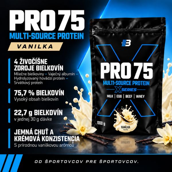PRO 75 Multi-Source Protein – Vanilka | 1 kg – Obrázok 4